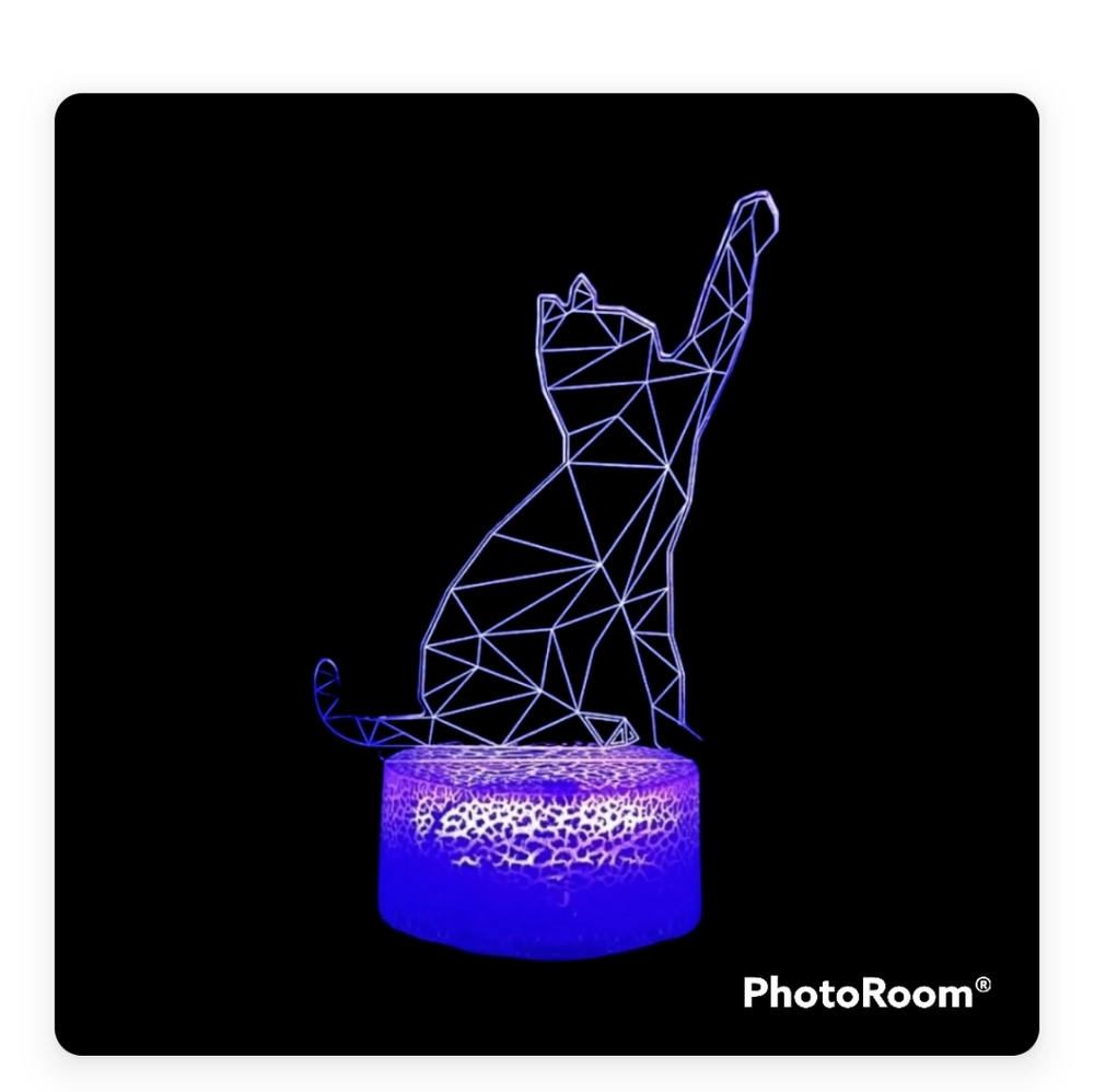 Changing Colors Kitty Cat Night Ambient USB Light 7.5 x 5 Inches - Picture 4 of 6